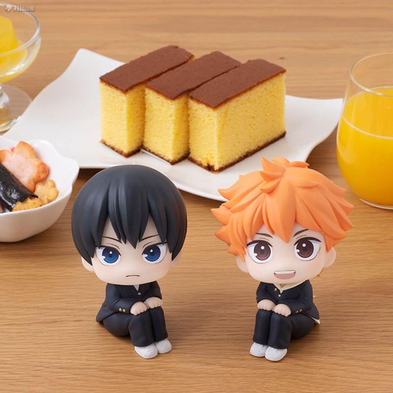 Original Chibi Haikyuu!! Sitting Kageyama & Fluffy Hair Hinata Anime Figure Car Dashboard Decor PC Case Ornament