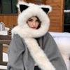 1PC Faux Fur Hats Exquisite Pointed Ear Shape Cute Plush Hat Versatile Accessories Comfortable Scarf Warmth 56-58cm