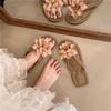 Seaside Vacation Wind Toe Flower Flip-flops Women's Flat-bottomed Cool Slippers Wear Non-slip Beach Shoes Summer