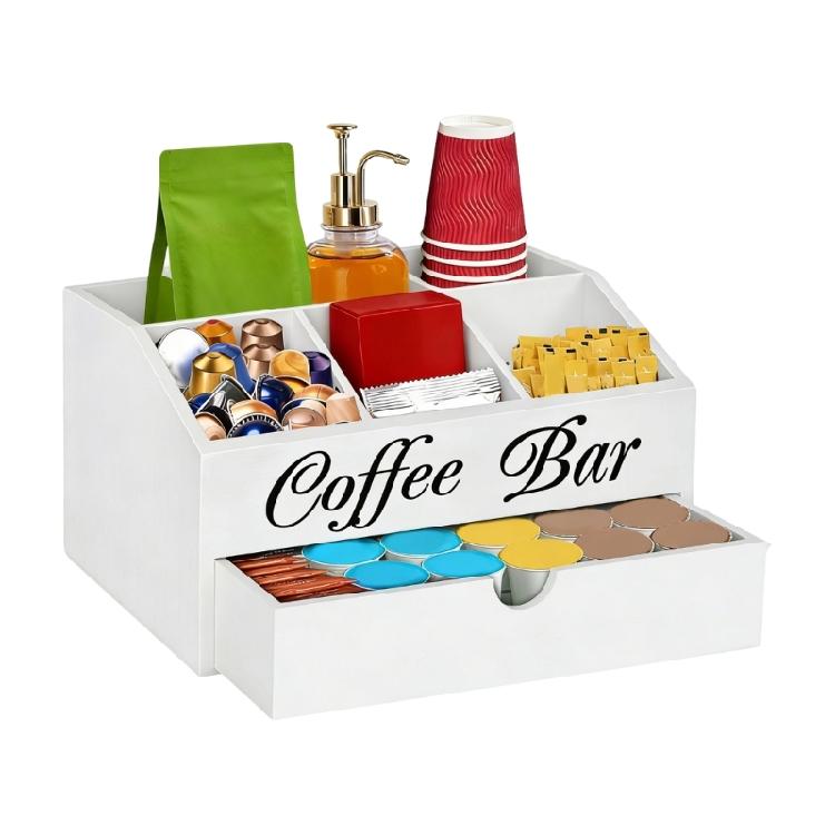 

Stylish Black Finish Coffee Accessories Tray Designed For Neatly Storing Cups Spoons And Creamers белый