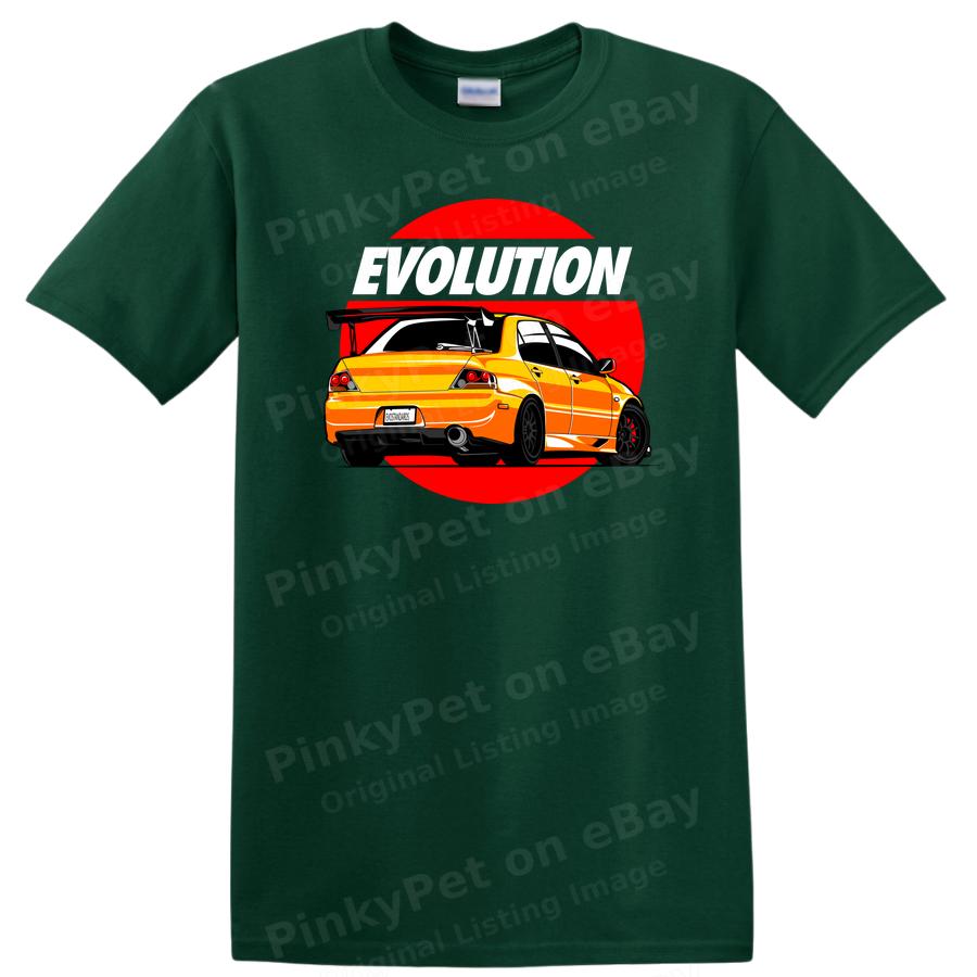 Evo Auto Kunst T-Shirt für Autoenthusiasten Cooles T-Shirt Retro Grafikdesign Orange