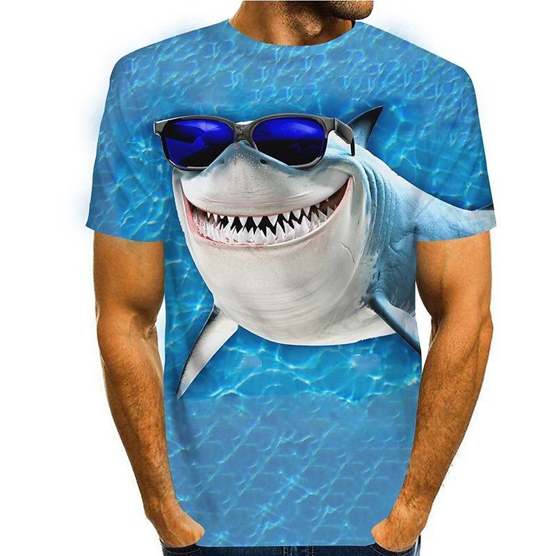 Lustiges Herren Strand Krokodil Grafik T-Shirt Neuheit 3D Hai Druck t-shirts Mode Cool Party Kurzarm Tops Sommerkleidung
