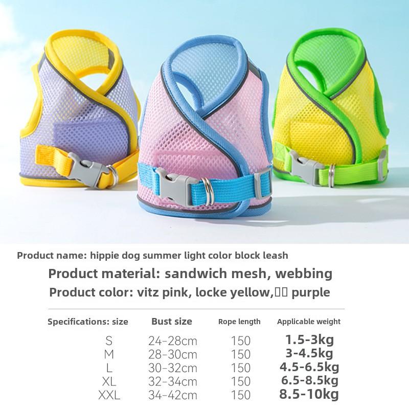Summer Grid Breathable Leash Dog Chest Strap Vest Type Anti-bite Dog Chain Rope Dog Rope Pet Chest Back