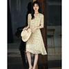 Gentle Sunset Floral Mulberry Silk V-Neck Dress