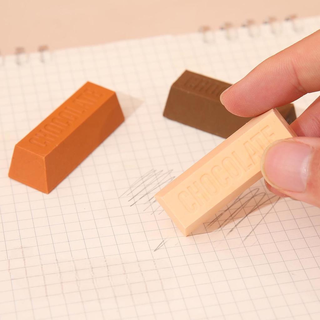Mini Chocolate Stick Erasers 3pcs/pack Soft TPR Eraser Less Dust for Pencil Cleaning Stationery Office For Student