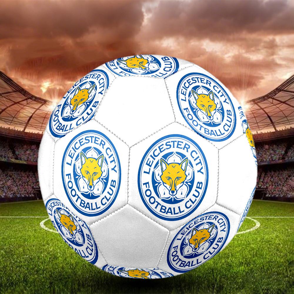 Pallone da Calcio Leicester City taglia 5, colorato, adatto a tutte le età, cucito a macchina, materiale PVC, qualità da competizione, durevole e ad alto rimbalzo