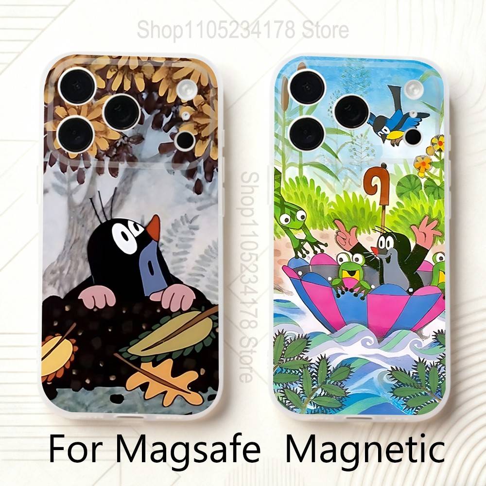 Cartoon Littles M-Mole Frosted Clear Magnetic Phone Case for iPhone 17,16,15,14,13,12,11 Pro,Max,Plus,Mini,Air,E