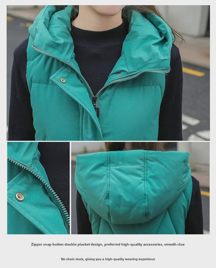 Damen Kapuzen Baumwolljacke Knielang - Koreanischer Stil Lässige Weste