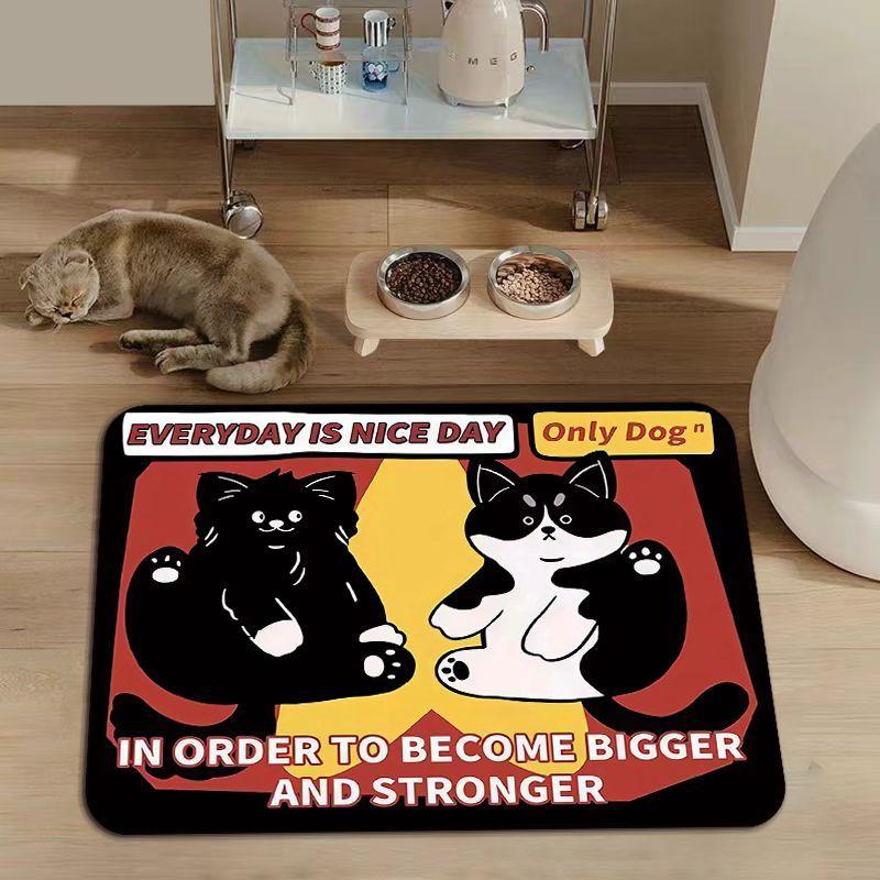

Funny Cat Dog Pet Dining Basin Diatom Mud Floor Mat Bathroom Living Room Kitchen Entry Carpet Water Absorbent Non-slip Foot Mat 40X60cm 15.7X23.6in