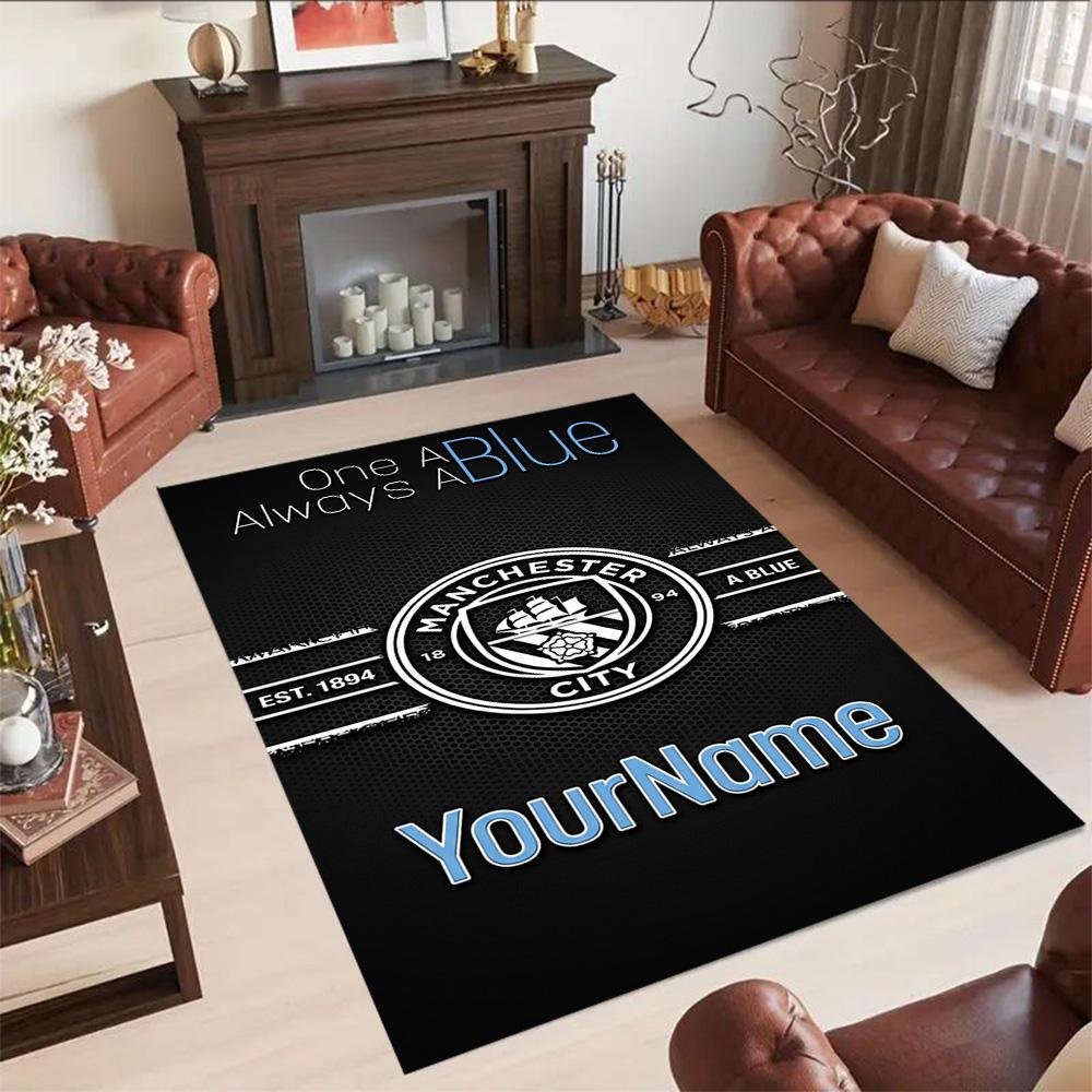 Manchester City Customize Your Name Carpet Design for Dormitory Hallway Study room Balcony Anti-slip Rug Office home decor Gift for Festivals