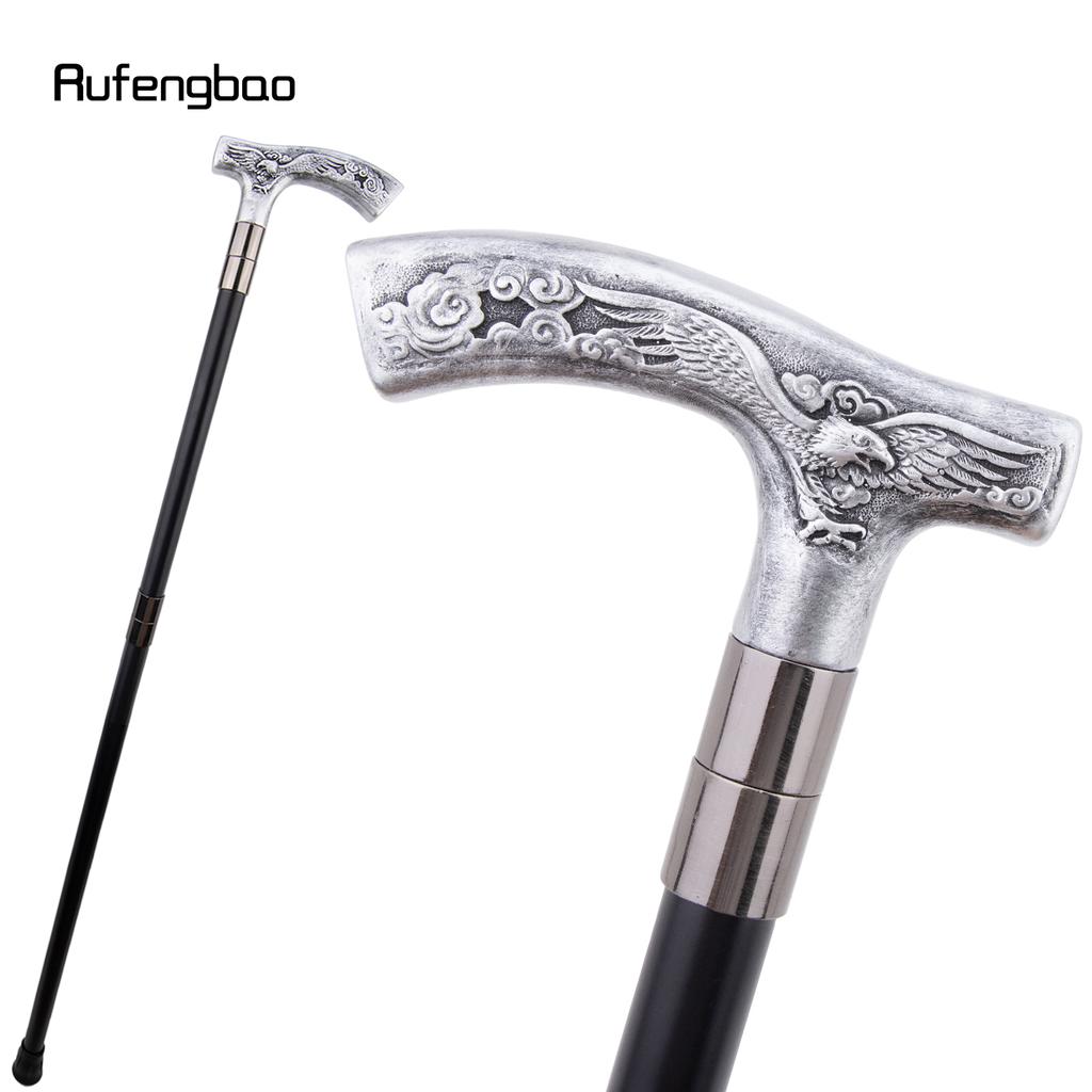 Silberner Harz Adler Gehstock Mode Dekorativer Stahlstock Gentleman Elegant Cosplay Stock Knauf Krummstab 93cm