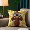 George The Curious Monkey Pillow Case Anti-dustmite Pillowcase Invisible Zipper Silky Short Plush Sofa Cushion Cover