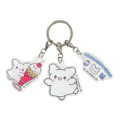 Sanrio HANAMARUOBAKE 3-teiliger Acryl-Schlüsselanhänger Blau (Pastellfarbene Süßigkeiten Pop)