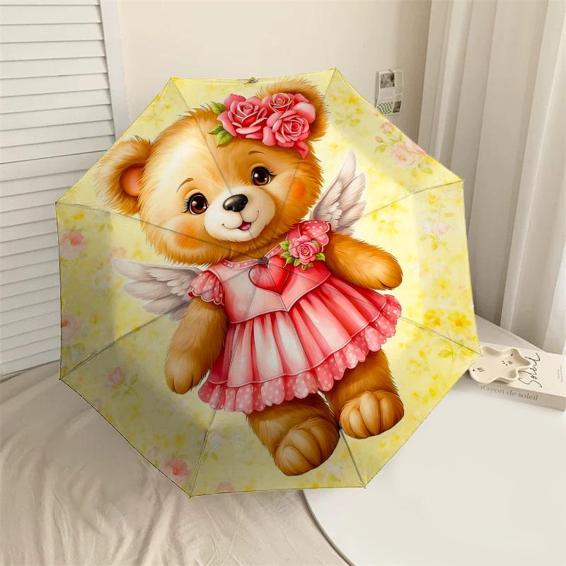 

1PC Bear Flower Umbrella-9-Rib Reinforced, Automatic Open, Lightweight & Durable, Cute Fashion Accessory for Outdoor-P0790