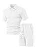 TK Hot Sale Men's Casual Suit Lapel Jacquard Textured Short Sleeve POLO Shirt Drawstring Pants Suit