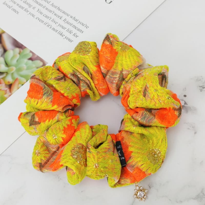 

MAIA Двухцветная жаккардовая повязка для волос гопчанг шушу - Желтая ONE