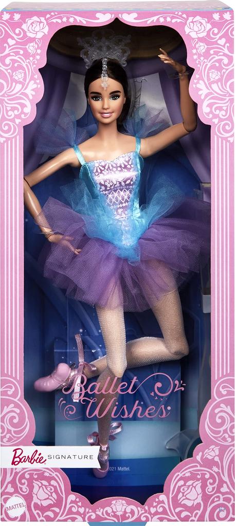 Barbie Signature Ballet Wishes Doll 12 Wearing Ballerina Pointe Shoes Gift for 6 Year Olds and Up (Brunette, In), Posable, Costume, Tutu, & Tiara,