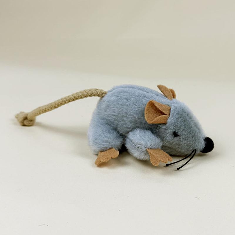 Interaktives Plüschmaus-Katzenspielzeug Realistischer wedelnder Schwanz Mit Geräusch 1/3 Stück Ungiftig für Kätzchen zum Kauen und Spielen