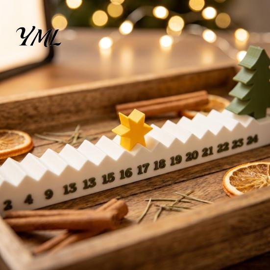 Creative Festive Countdown 3D Printed Star Christmas Calendar, 24-Day Moving Advent Seasonal Calendar Decoration for Kids Room Desk, Holiday