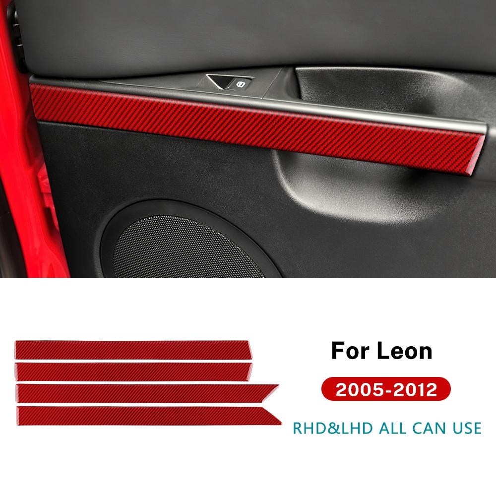 Real Soft Carbon Fiber Sticker For Seat Leon 2005 2006 2007 2008 2009 2010 2011 2012 LHD RHD Car Inner Door Panel Accessories