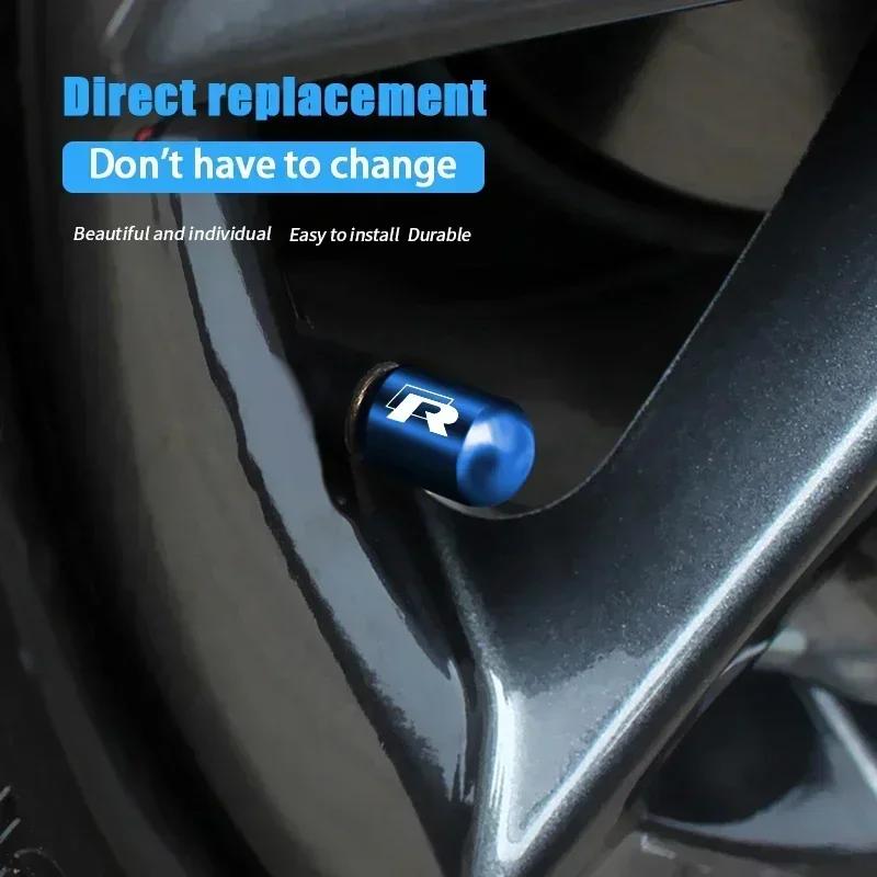 For VOLKSWAGEN VW 4PCS Car Tire Valve Caps for Volkswagen Rline Golf GTI Bora Passat Jetta Beetle Scirocco Lavida POLO CC Auto W