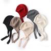 Autumn and winter cashmere hat small scarf integrated hat women's knitted hat solid color warm ear protection Lei Feng hat cover cold hat cross