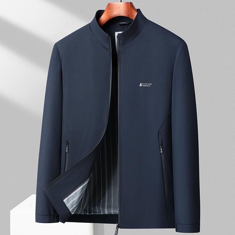 

Весна и осень Новая мужская куртка с воротником-стойкой Повседневная куртка Деловая одежда для пап Куртка для среднего возраста 4XL