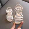 Nuovi sandali principessa aperti in stile coreano con perle per l'estate per bambine, scarpe da spettacolo per bambini piccoli, medi e grandi