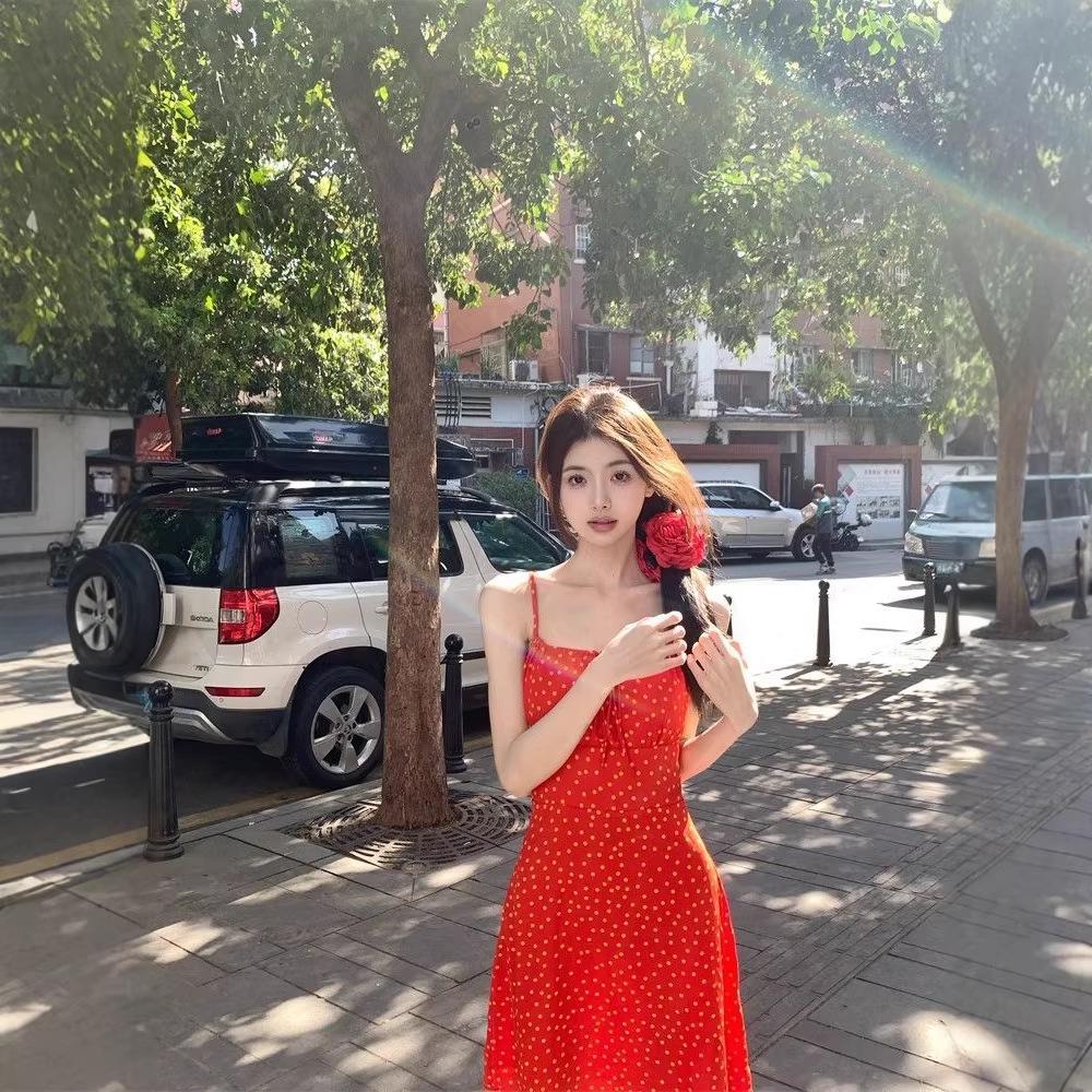 Petite High-End Floral Slip Dress with Cinched Waist - Summer 2026 Arrival S