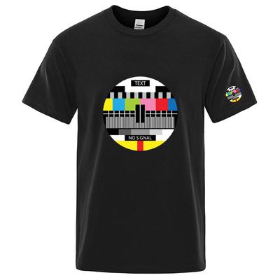Summer No Signal Logo Printed Men's High Quality Daily Cotton Round Neck T-shirt Loose Breathable Street Short Sleeve Large
