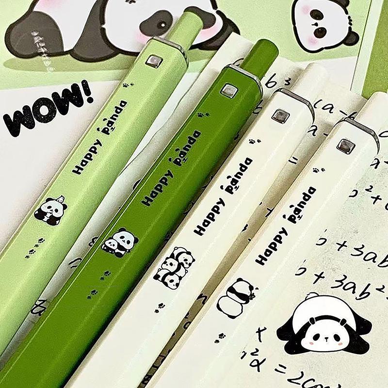 1/4Pcs Creative Cute Cartoon Panda Gradient Color Gel Pen Kawaii Student Stationery 0.5Mm Black Ink Pen School Office Supplies