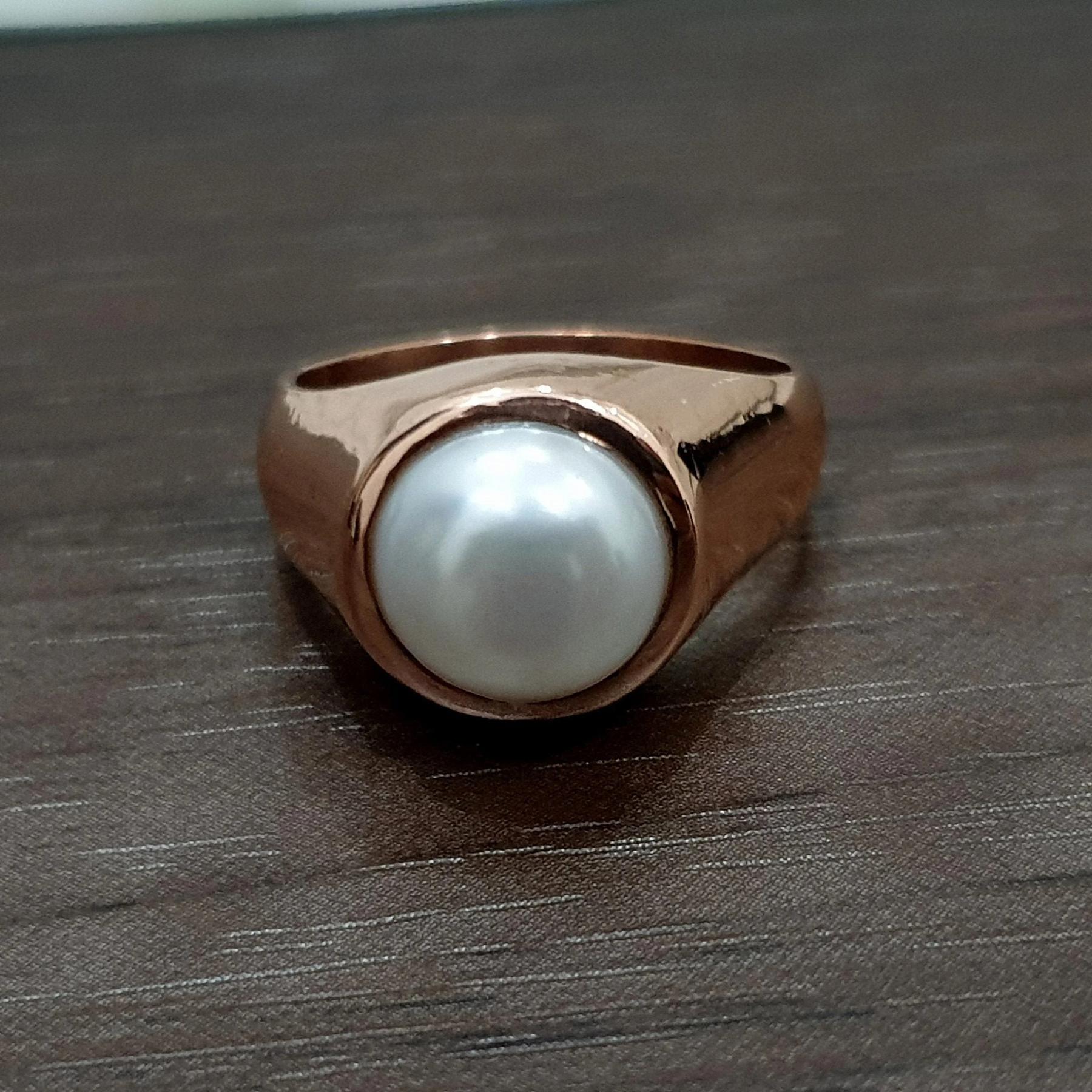 

Круглий кабошон перлина Південних морів срібло 925 проби з рожевим золотом кільце ювелірні вироби, ручної роботи перстень з білою перлиною ювелірні вироби 10 рожевий колір золота