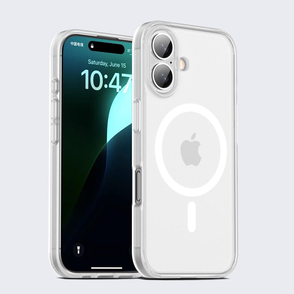 KEYSION Matowe etui MagSafe do iPhone'a 16 Plus 15 Silikon + PC Przezroczyste, odporne na wstrząsy etui na telefon iPhone 15 16 Plus