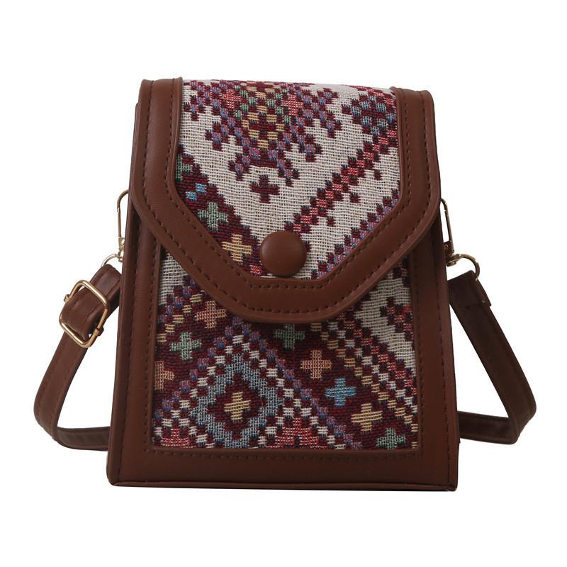 Street Style Small Square Shoulder Crossbody Bag For Women Fashion Plaid Color Block Design