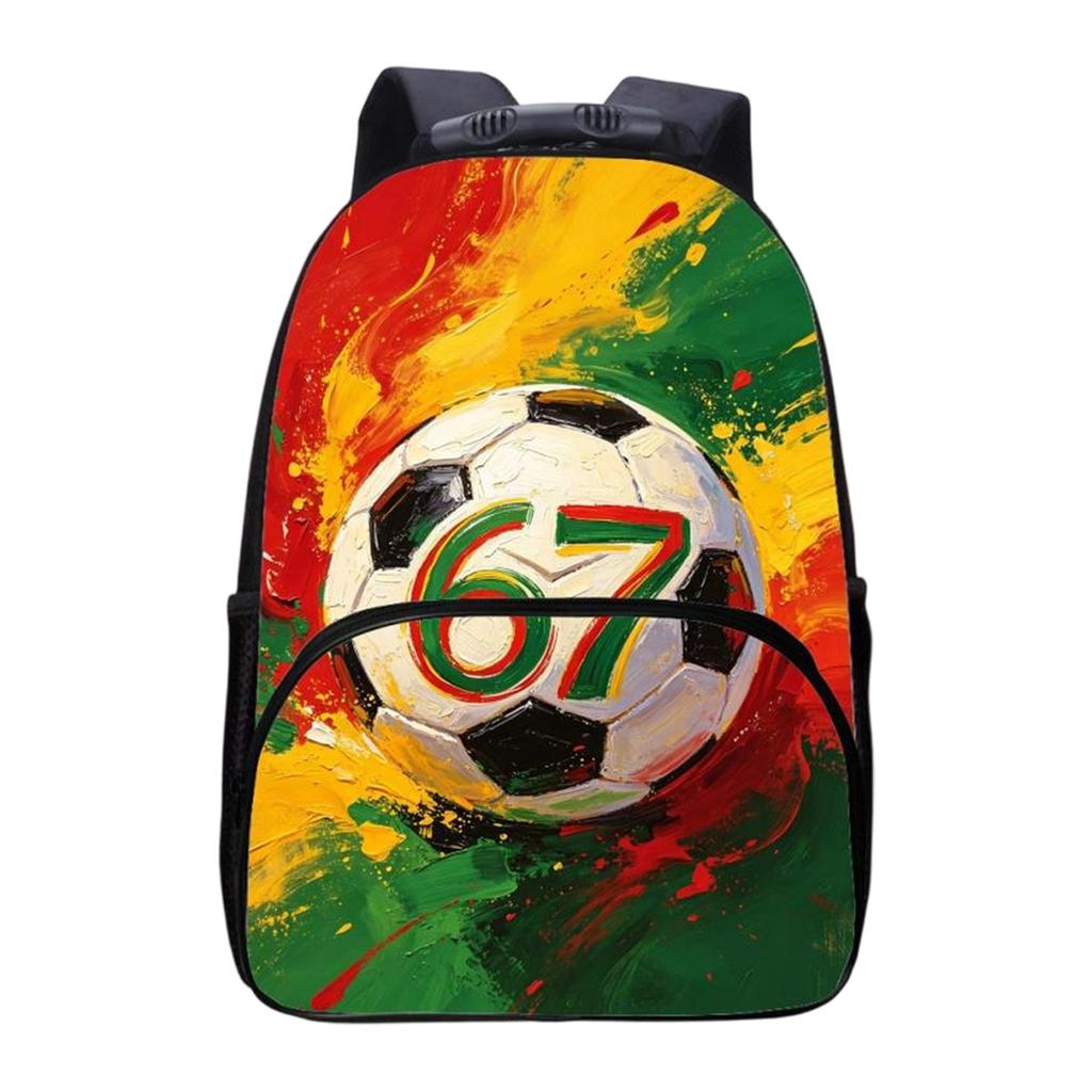 Large Capacity Soccer Print Backpack Durable School Bag with Multiple Compartments Adjustable Shoulder Straps and Front Pocket for Daily Use