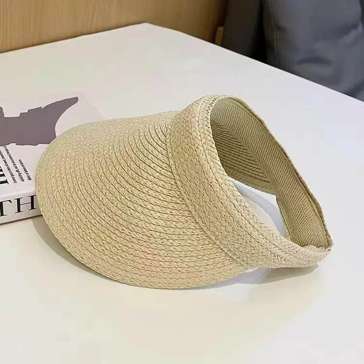 Korean Style Foldable Wide-Brim Straw Hat - Women's UV Sun Protection