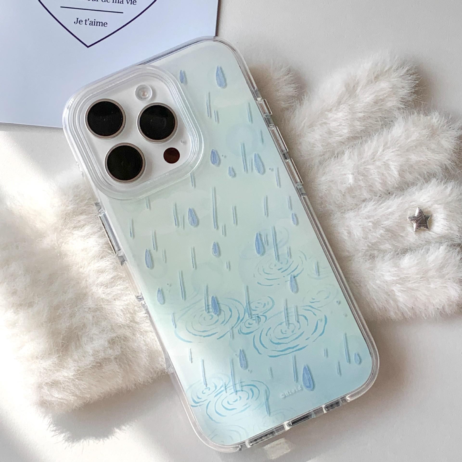 

Ins Creative Raindrops for IPhone17promax Mobile Phone Case for Apple 15pro Hanging Chain 14 Korean Series 13 Anti-fall For iPhone XSMAX