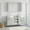 Bathroom Furniture Set 4 Pcs Concrete Grey Engineered Wood and Glass
