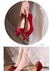 2025 Red Bridal High Heels: Autumn/Winter Women's Wedding Shoes, Chinese Style, Comfortable Xiu He Dress Shoes
