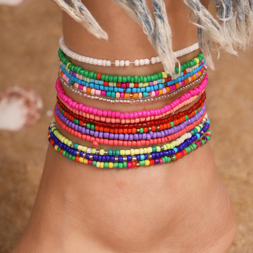 Summer Bohemian Rice Bead Anklet - Fresh European & American Beach Style