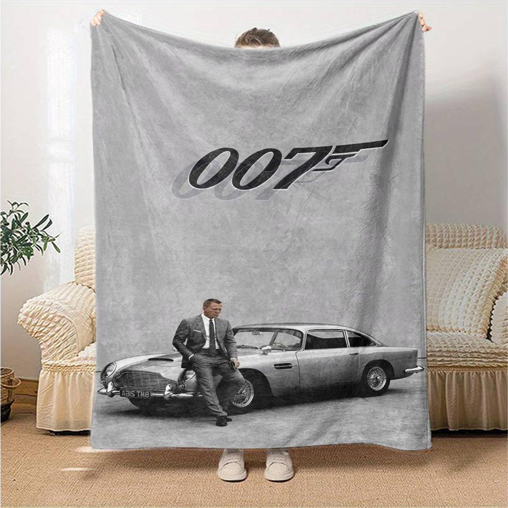 007 James Bond Theme Printed Blanket - Perfect for Couch, Bed, Travel & Outdoor Use | Machine Washable, Cozy & Durable.