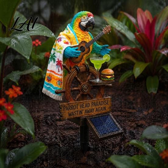 Lumière Animale Étanche Solaire Perroquet Lampe Piquet de Jardin avec Sculpture Automatique Marche/Arrêt Décoration Oiseau pour Patio Extérieur Chemin Paysage