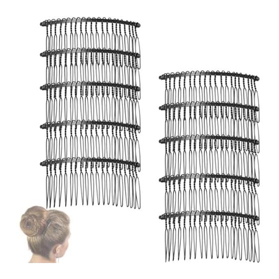 20-Tooth Black Hair Comb, Hair Accessories, Hair Comb Parts, 10-Piece Set, Wire Comb, DIY, Stray Hair Clips, Invisible Bang Comb, Hairpin Parts,