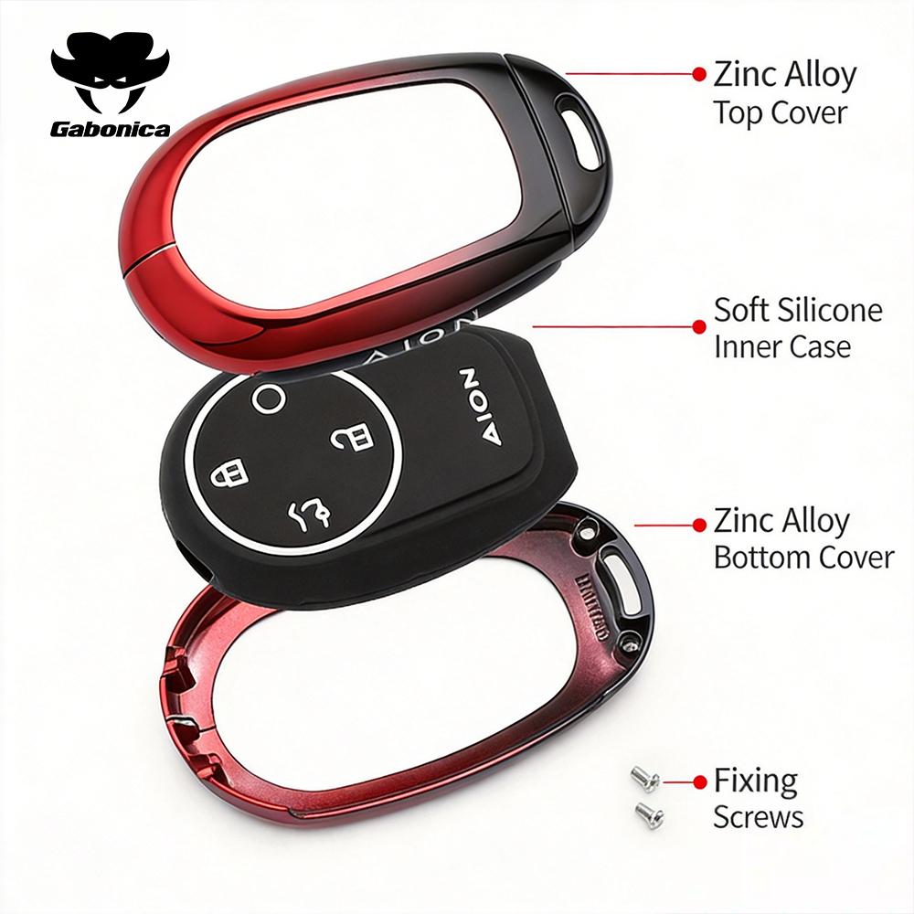 New Zinc Alloy Car Key Case For Gac Aion V Rt Ut Y Plus Keychain Remote Decoration Cover Shell Ring Holder Fob Accessories