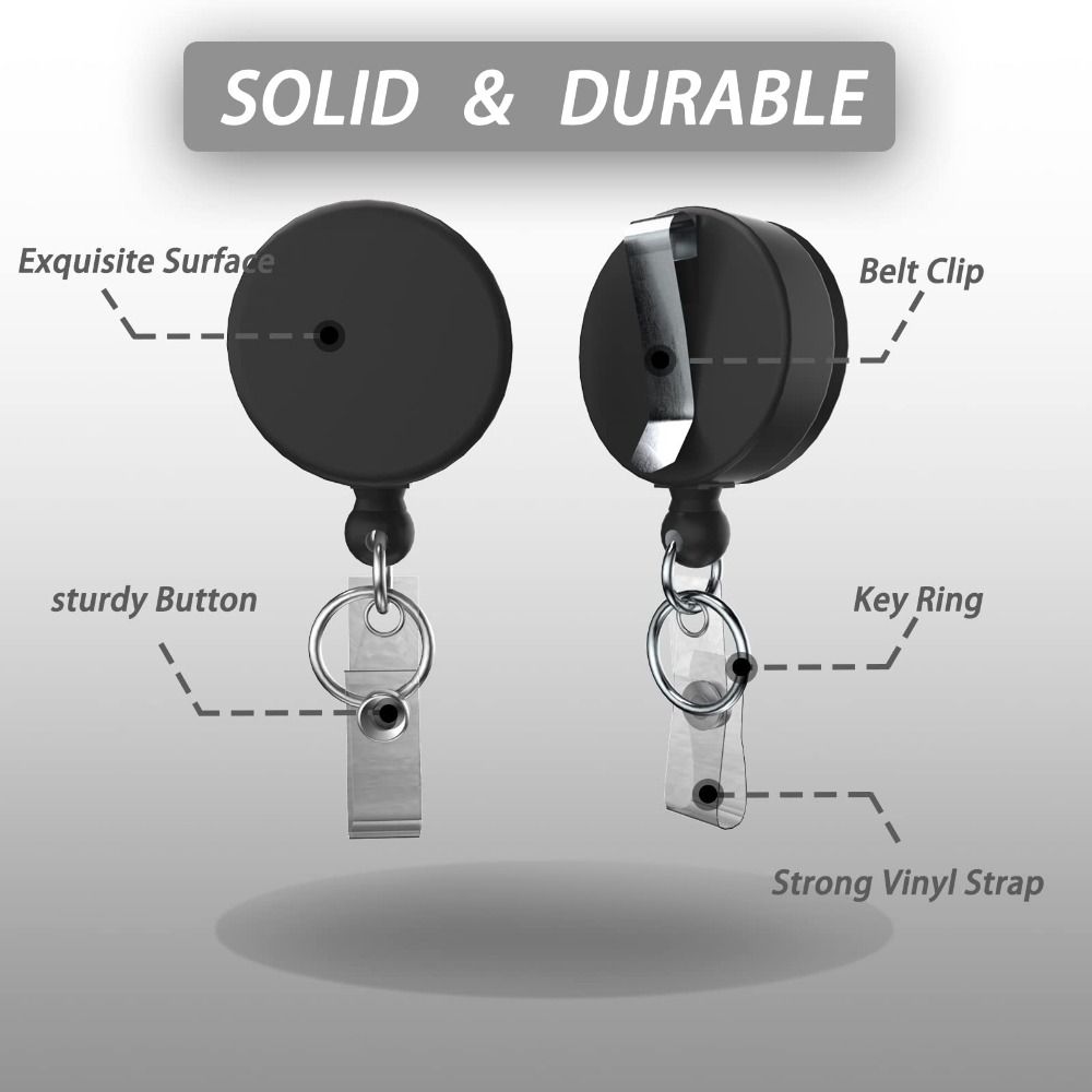 Rope Retractable Work Permit Card Set Carabiner Reel Clip Hard Shell Protective Card Holder Keychain Attachment ID Badge Holder