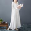 Zen Linen Double Layer Long Dress for Women - Literary Retro Style