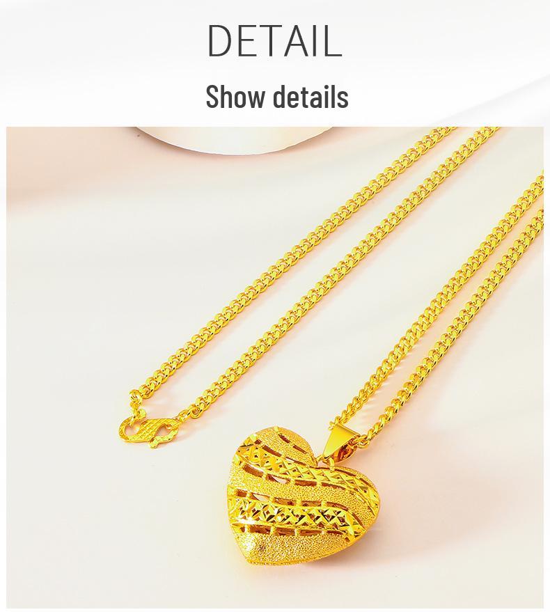 60cm Hollow Heart Sand Gold Necklace - New Women's Jewelry Collection