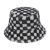 Ladies Autumn and Winter Foreign Trade New Winter Black and White Plaid Basin Hat Outdoor Shading Warm Hat Fashion Bucket Hat Trend