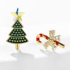 Fashion Asymmetric Snowflake Christmas Tree Candy Cane Stud Earrings For Women
