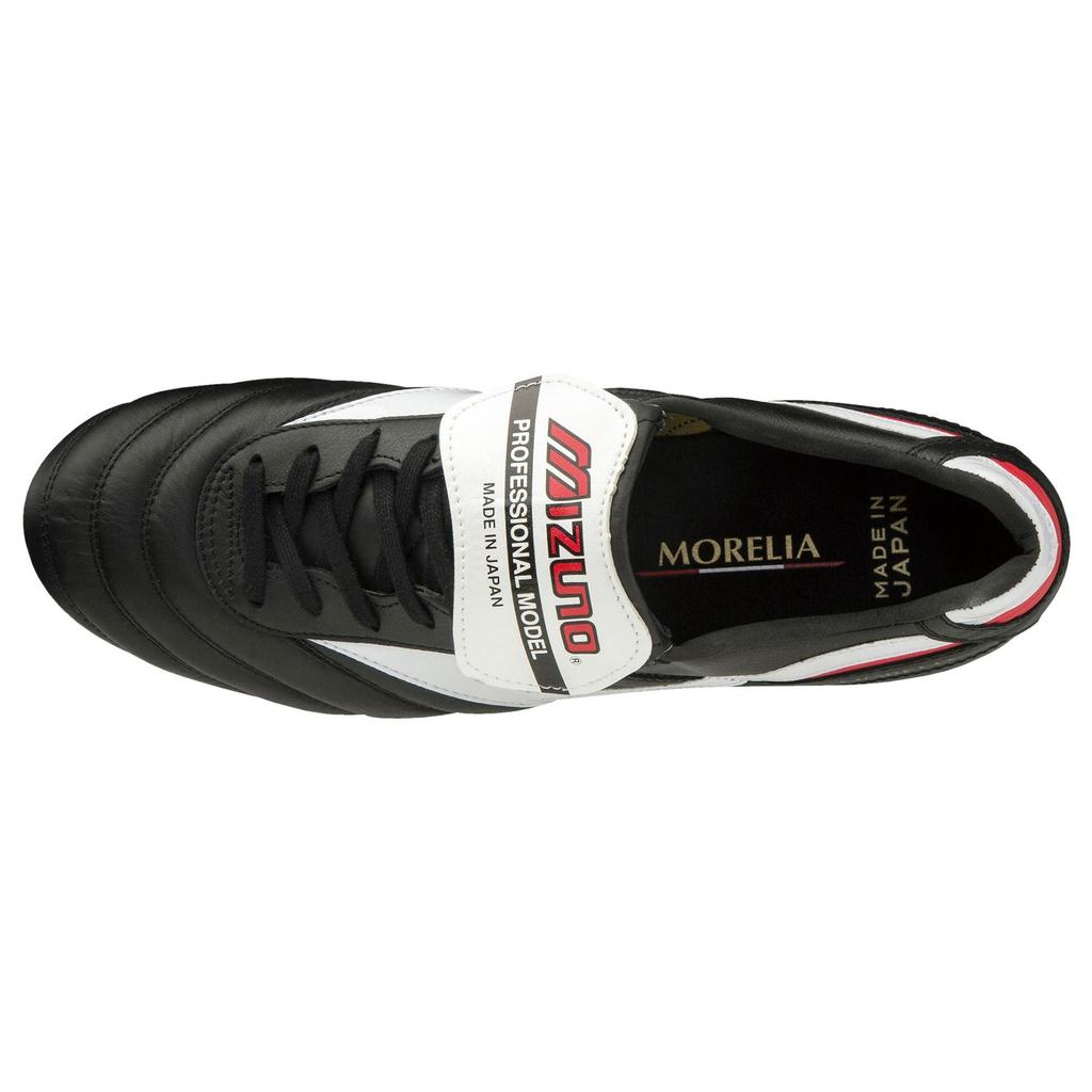 Mizuno Morelia Japan Round Toe Lace-Up HG (Rubber Short Studs) Slip-Resistant Durable Soccer Shoes Men Soccer Shoes Black White Red P1GA200001